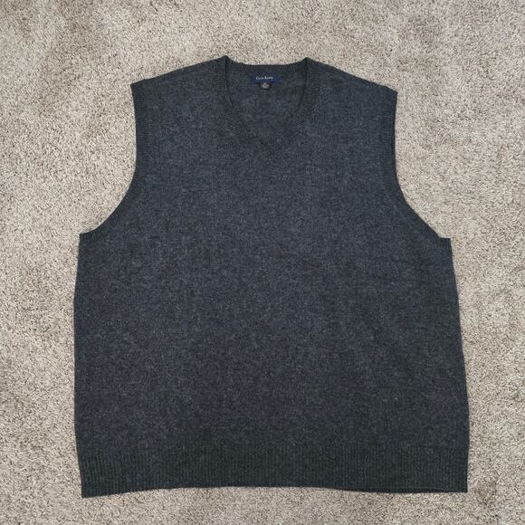 Men’s Lambs Wool Sweater Vest XL Gray V Neck Layering Timeless Business Casual - Picture 2 of 6